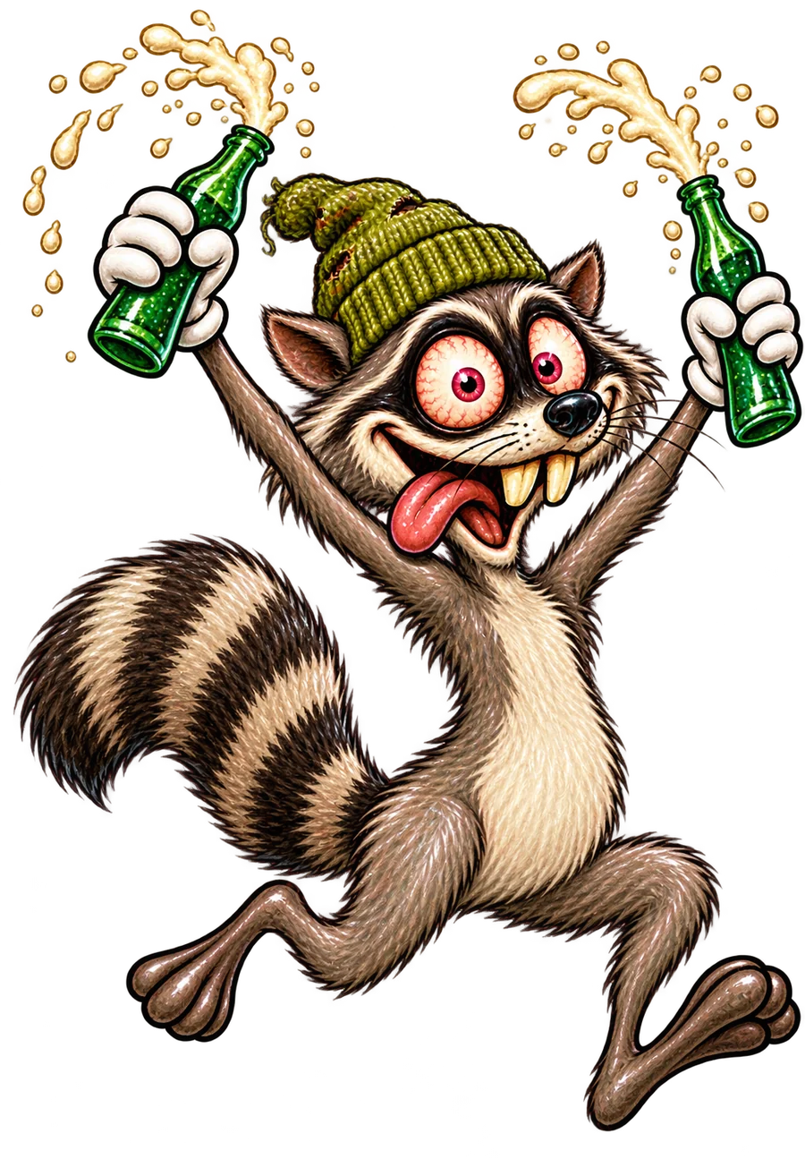 Sticker: Junkie celebrating with two spraying bottles